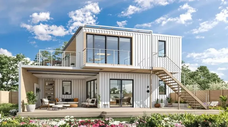 Casa de contêineres de aço pré-fabricada totalmente nova