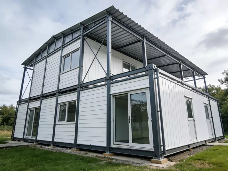 Casa pré-fabricada com estrutura de aço verde