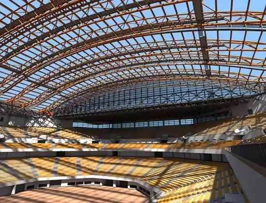 Estádio com estrutura espacial de aço de grande vão