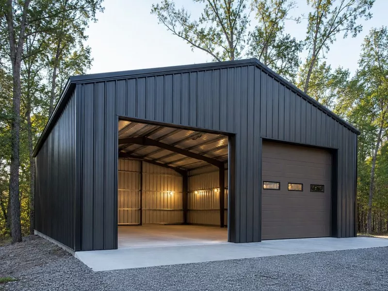 Construção de garagem com estrutura de aço leve