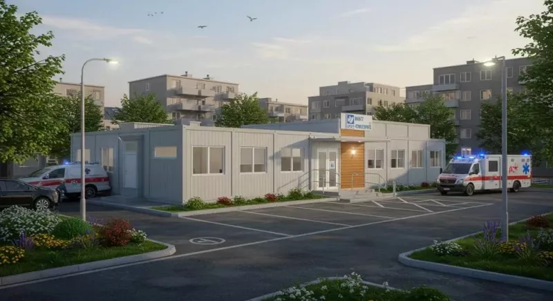 Unidades médicas modulares pré-fabricadas em aço