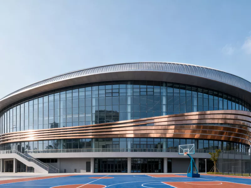 Quadra de basquete pré-fabricada com estrutura de aço