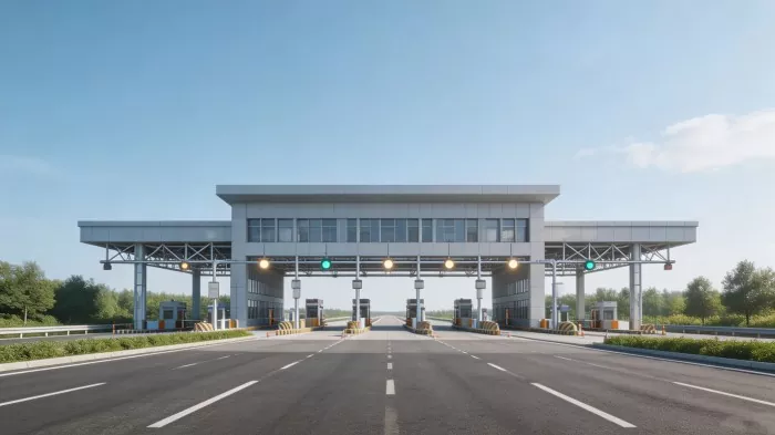 Construção de estação de pedágio em rodovia com estrutura de aço