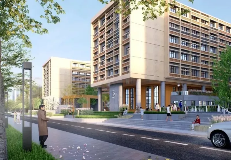 Edifício de estudantes de intercâmbio internacional com estrutura de aço