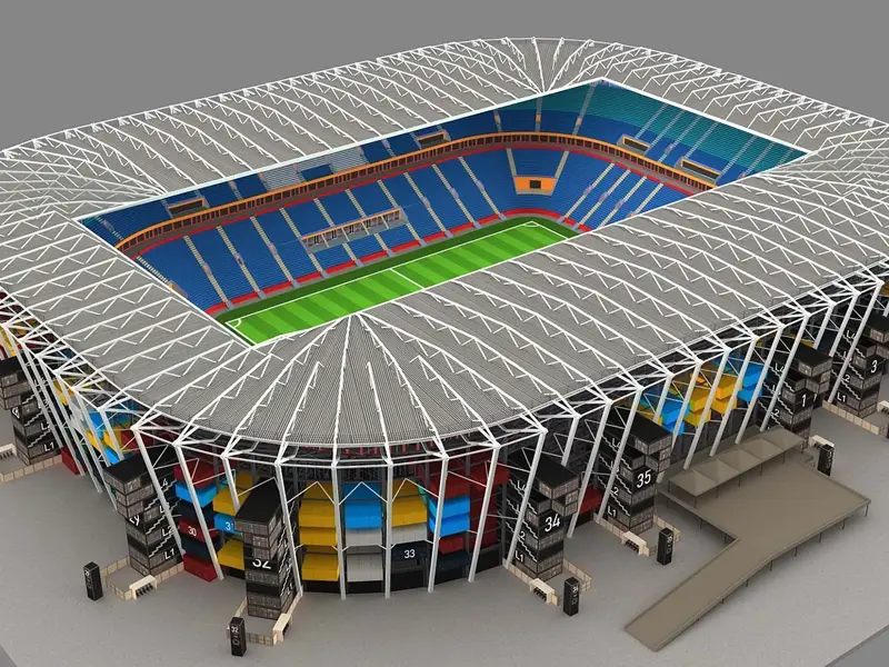 Estádio montado modular com estrutura de aço