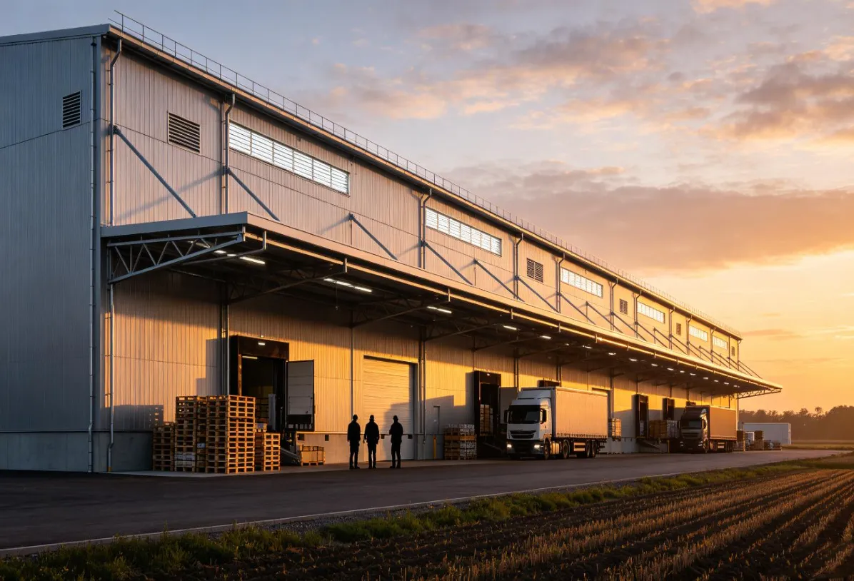 Construção de centro logístico de produtos agrícolas em estrutura de aço