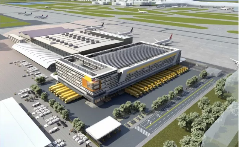 Terminal de carga do aeroporto com estrutura de aço