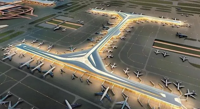 Saguão Satélite do Aeroporto com Estrutura de Aço