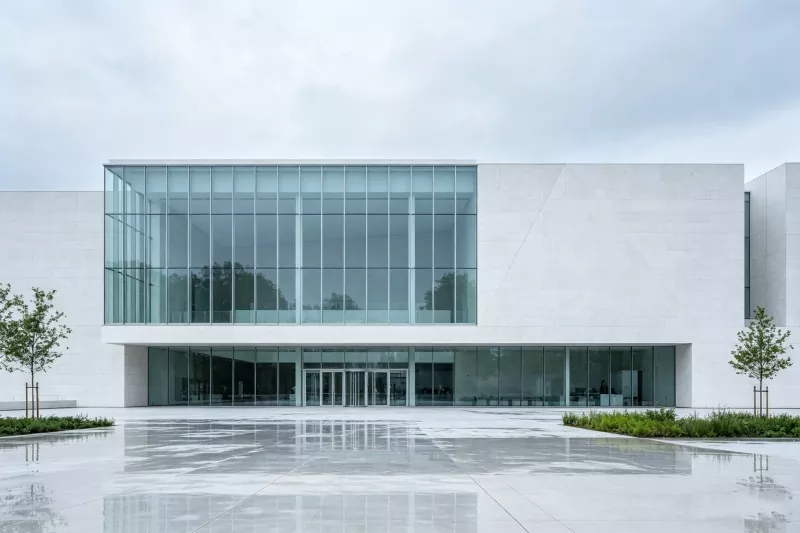 Salão de exposições de arte em estrutura de aço