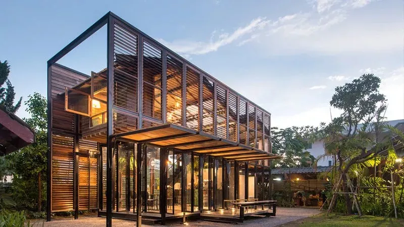 Edifício modular do hotel com estrutura de aço