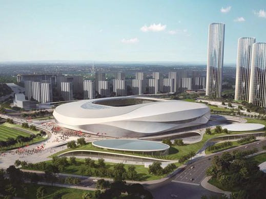 Estrutura de aço para patinação de velocidade oval