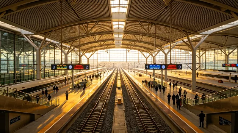 Estação ferroviária de alta velocidade estruturada em aço